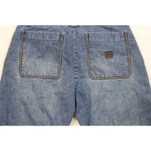 Vintage 90s Marithe Francois Girbaud Mens 40 Spell Out Baggy Strap Denim Shorts - Picture 10 of 13